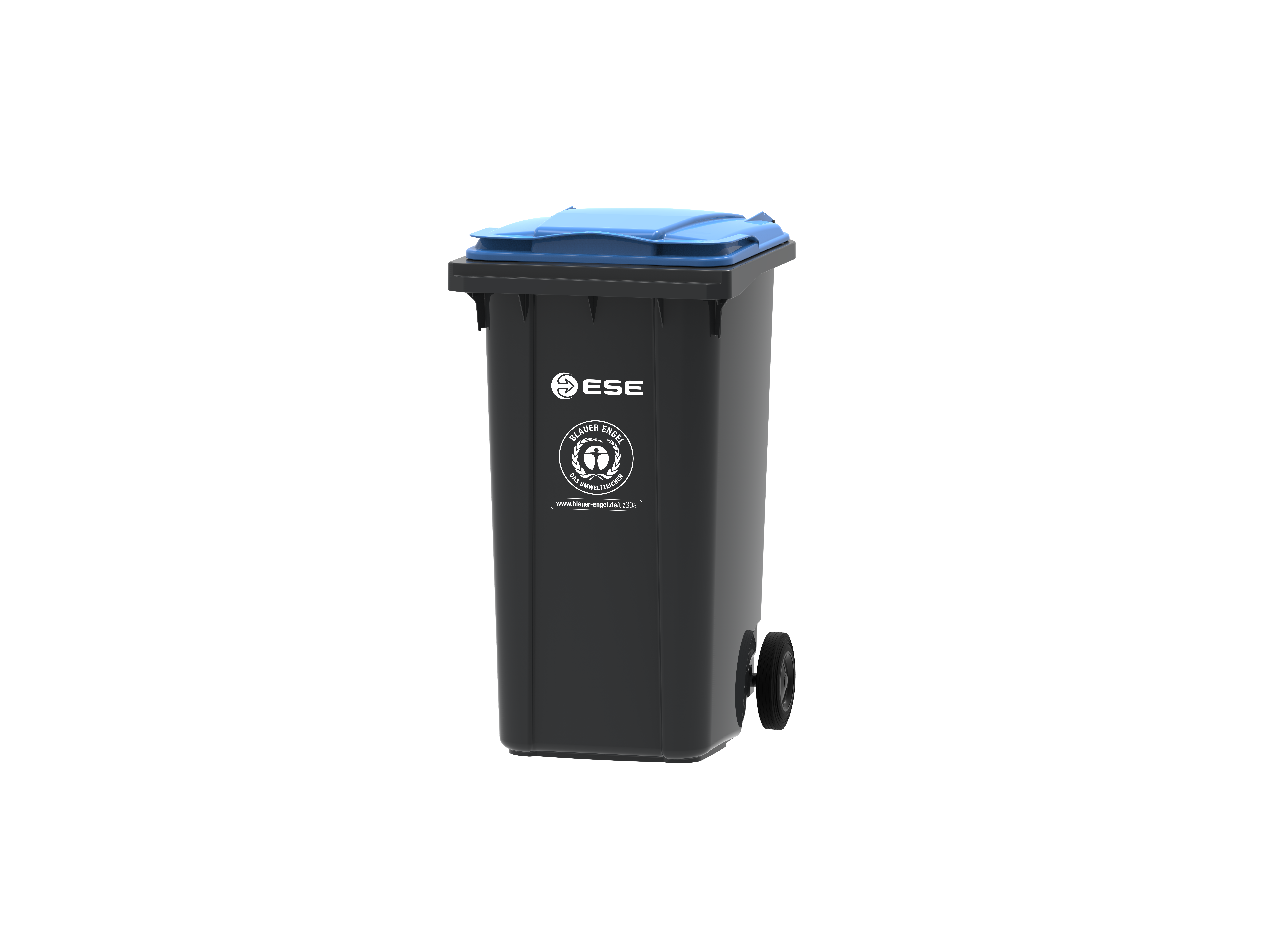 Wertstoffbehälter aus Recyclingkunststoff der ESE GmbH mit dem Umweltzeichen Blauer Engel